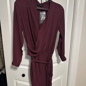 Oliviaceous Burgundy Long Sleeve Dress
